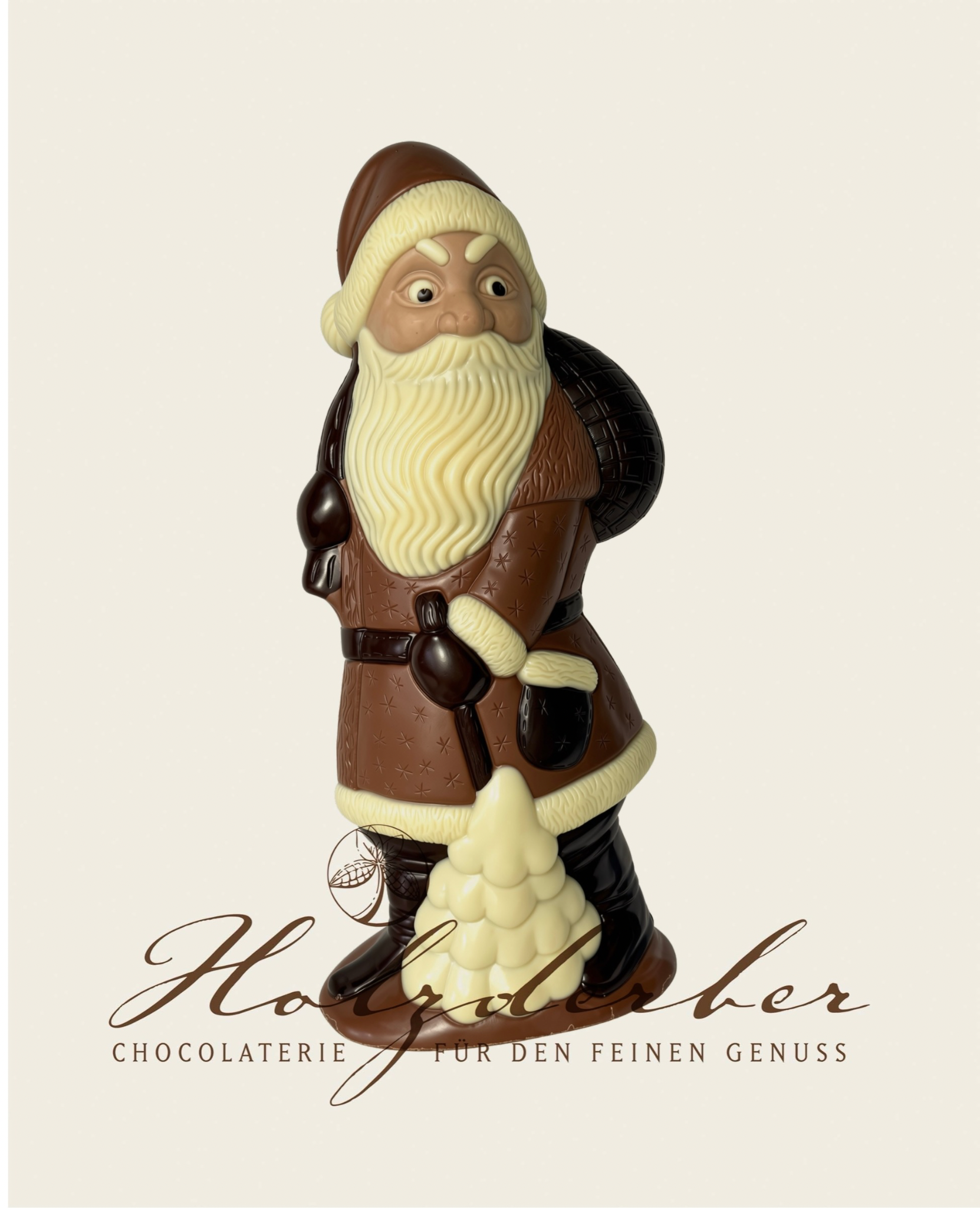 Weihnachtsmann Edelvollmilch Schokolade handbemalt 34 cm