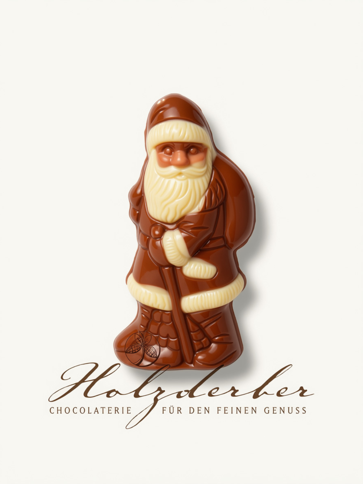 Weihnachtsmann Edelvollmilch Schokolade handbemalt 10 cm