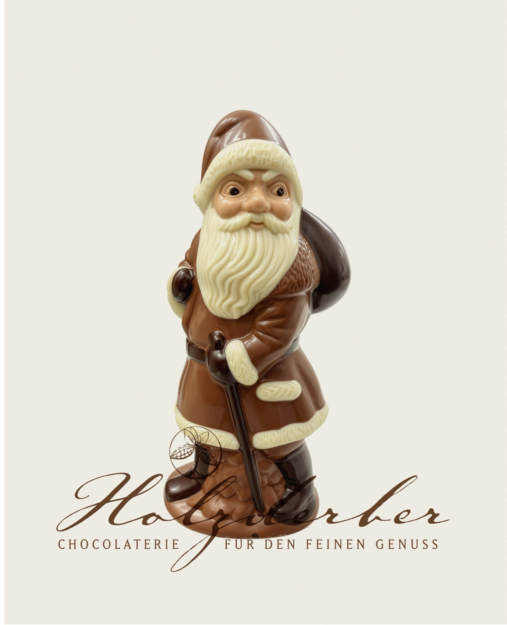 Weihnachtsmann Edelvollmilch Schokolade handbemalt 19 cm