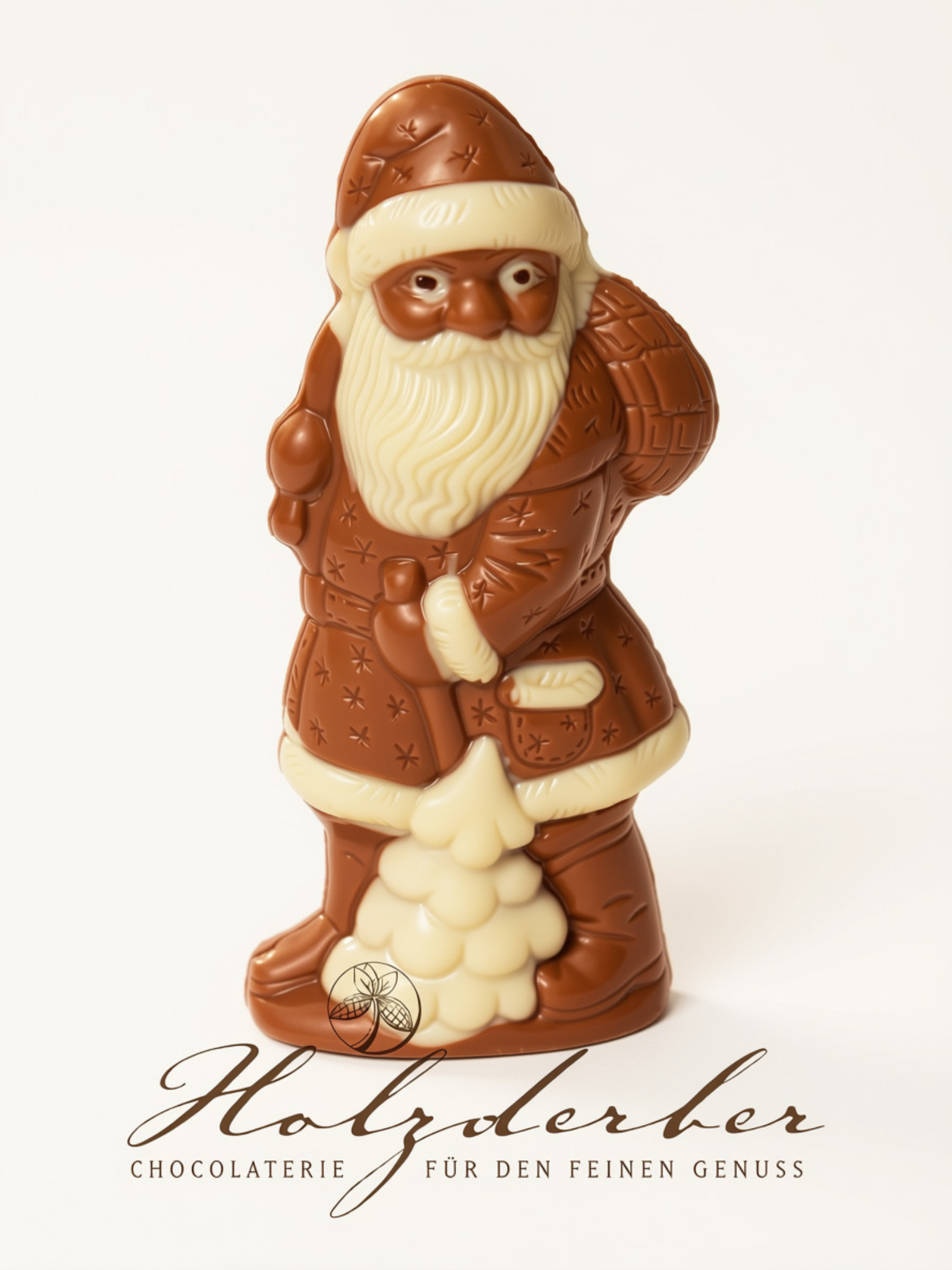 Weihnachtsmann Edelvollmilch Schokolade handbemalt 26 cm