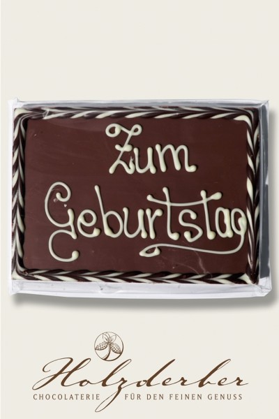 Deko Tafel "Zum Geburtstag" Edelvollmilch Schokolade
